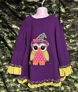 Emily Rose Halloween Top Owl Witch Purple Girls 8 - Picture 1 of 7