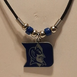NCCA DUKE BLUE DEVILS Pendant Charm / 22" Black Rope Necklace - Picture 1 of 5