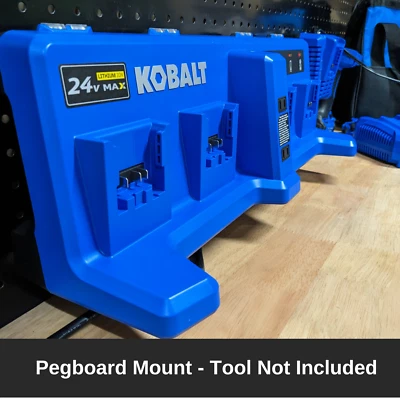 Tool Storage - Pegboard Mount For Kobalt 24v Max 2404-03 Quad Battery Charger