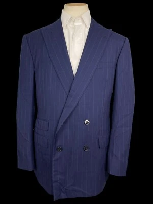 Blazer Ralph Lauren Etiqueta Púrpura Doble Pecho 44L Azul Marino Rayas Mano Sastre Foto 1 de 4