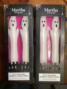 👻 4 Martha Stewart GHOST TAPER CANDLES Halloween 10” (2 Sets) FREE SHIP! - Picture 1 of 5