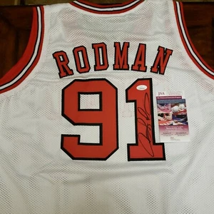 HOF DENNIS RODMAN SIGNIERT ""NEU WEISS BULLS TRIKOT JSA COA & HOLO" - Bild 1 von 9
