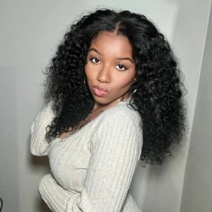 Lace Front Wigs Human Hair Kinky Curly Wig 13x4 Afro Kinky Curly Human Hair Wigs - Picture 1 of 10