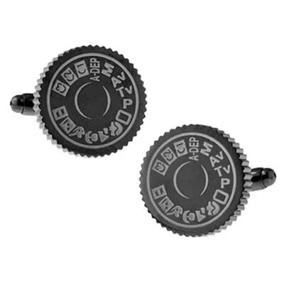相机模式表盘 CUFFLINKS 摄影 黑色 金属 新郎 婚礼 全新 带礼品袋 — 第 1/4 张图片