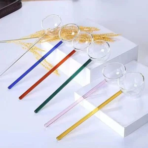 Home Kitchen Colorful Stirring Spoons Long Handle Coffee Scoops Glass Spoon - Picture 1 of 12