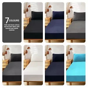 Egyptian 25 cm Deep Full Fitted Sheet Bed Sheets Single Double King Super King - Picture 1 of 63