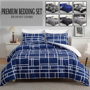 Zip Duvet Cover Set Reversible Bedding Sets Quilt Covers King Size Double Single - Picture 1 of 521