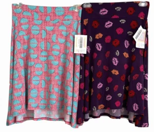 New LuLaRoe Kids Azure Skirt Lot of 2 Sz 12 Pull On Geometric Prints Girls LL13S - Picture 1 of 5