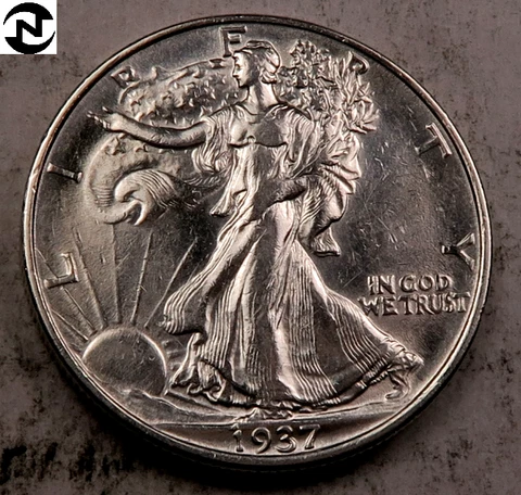 1937 Walking Liberty Half Dollar ~ Borderline Uncirculated (AU++) ~ 1 Coin Cover