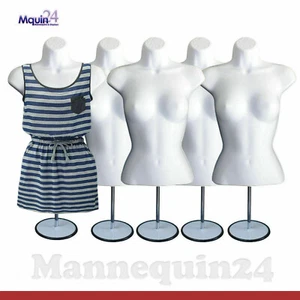 Paquete de 5 Maniquí Torsos Body Vestido Forma Blanco con Mesa Soporte + Colgador - Imagen 1 de 6