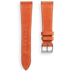 Reloj de cuero de gamuza italiana de 20 mm naranja correa punta blanca hecho en EE. UU. - Imagen 1 de 5