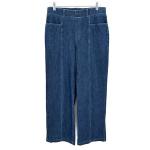 BETABRAND Women's Wide Leg Pull On Stretch Waist Denim Blue Jeans Size Large - Picture 1 of 7