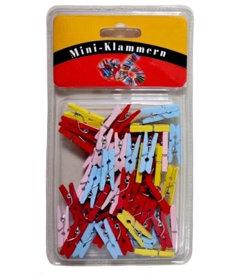 40 Stk. Mini Holzklammern in Mix Farben Clip Wäscheklammern Deko Mini Klammern - Bild 1 von 4