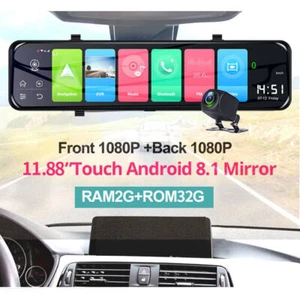 12" IPS 4G car dvrs Android Mirror Rear View Camera ADAS Bluetooth WIFI GPS DVR - Picture 1 of 12