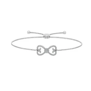 14K White Gold Diamond Infinity Bracelet 1/4ct, I-J Color, I2-I3 Clarity, 7" - Picture 1 of 5