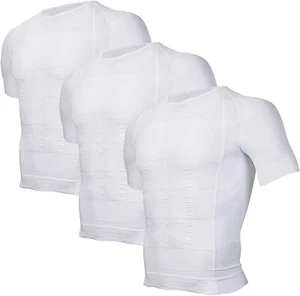 3 Pack Men Compression Shirt Hide Gynecomastia Chest Moobs Body Shaper Vest Tops - Picture 1 of 16