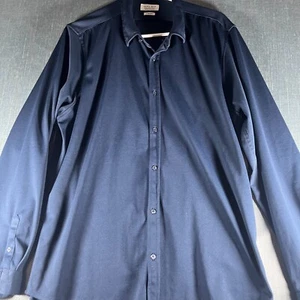 Zara Man Men's Dress Shirt Size XL Navy Blue Slim Fit Minimalistic Style MB - Picture 1 of 12