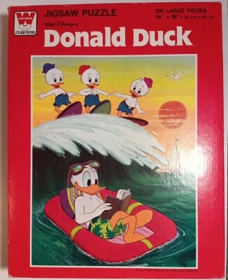 Quebra-cabeça Disney Vintage Whitman Pato Donald 100 Peças Surf Huey Dewey Louie - Imagem 1 de 4