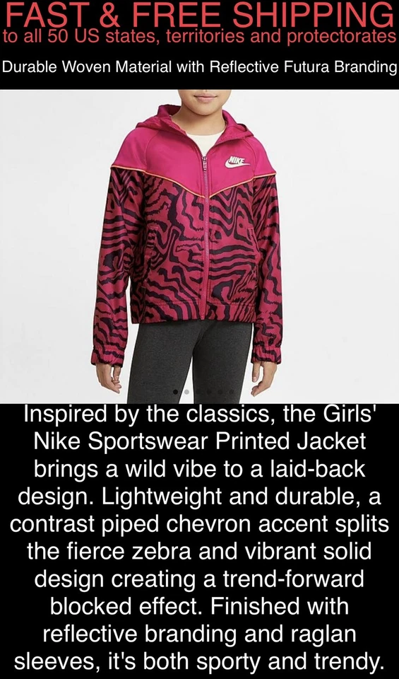 Nike Sportswear Fireberry Jacket Girls Grade School Small DA1201-615