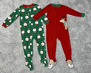 Toddler Carter’s Fleece Footie Pajamas Zip Up Sleeper Holiday Christmas Size 3T