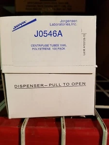 Jorgensen JO546A POLYSTYRENE 15ML GRADUATED CENTRIFUGE TUBES-100CT-LOT OF 8 - Picture 1 of 1