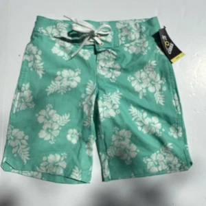 Art Class Boys’ Floral Swim Shorts Size 8 Adjustable Waist SPF 50+ Green White - Picture 1 of 6