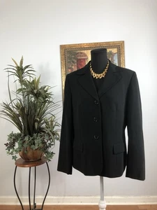 Kasper Womens Suit Jacket Size 10 Black 3 Buttons Whimsigoth Career Preppy Fairy - Picture 1 of 9