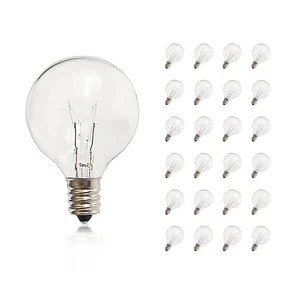 G40 Replacement Bulbs 25-Pack, 5W E12 (C7) Candelabra Base Clear Glass Bulbs ... - Picture 1 of 7
