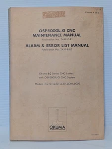 Okuma Pub. E34-070-R2 for OSP5000L-G CNC Maintenance, Alarm & Error List Manual - Picture 1 of 13