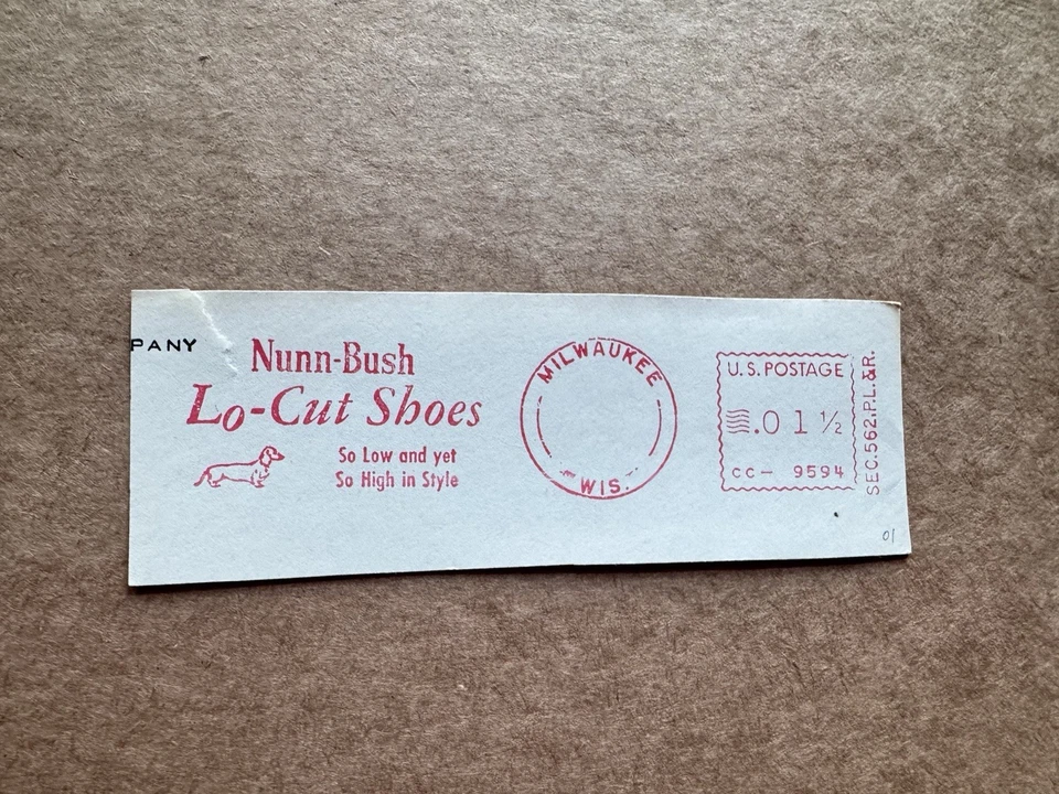 US Made-In-USA Famous Brand Meter Cut-Piece (01) +1960s Nunn-Bush +Shoe Brand - Image 1 of 1