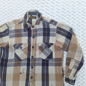 Vtg Eddie Bauer Mens Wool Jac Shirt Button Front Plaid Jacket Coat - Large - Picture 1 of 13