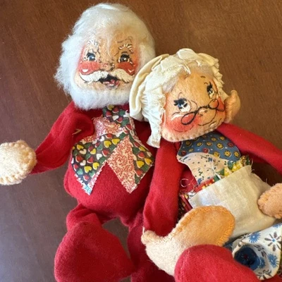 "Muñecas Annalee Santa & Mrs. Claus Mobilitee 1963 vintage 8"" de alto par a juego" Foto 1 de 4