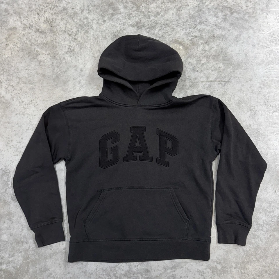 GAP Sudadera con Capucha Juvenil 2XL Negro Arco Logo Pullover Polar Sudadera Bolsillo Canguro Foto 1 de 4