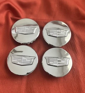 4x 67mm Glossy Silver Cadillac ATS CTS DTS SRX STS XLR XTS Wheel Center Caps - Picture 1 of 5