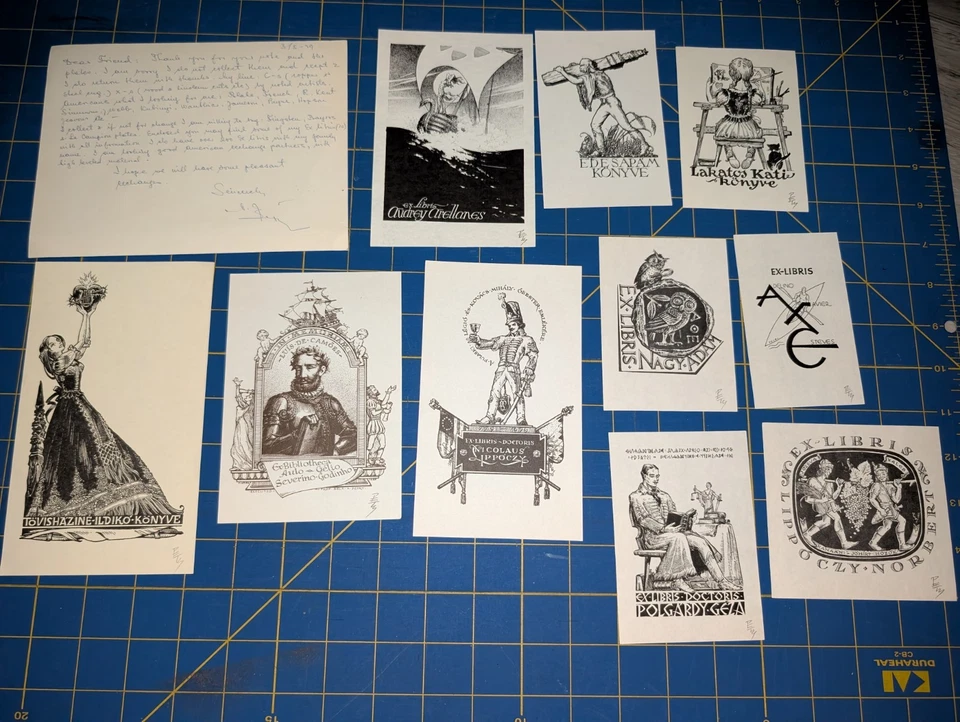 10 Ex libris By Bela Petry (Artist) bookplate 8 Signed w/ correspondence  Foto 1 de 1