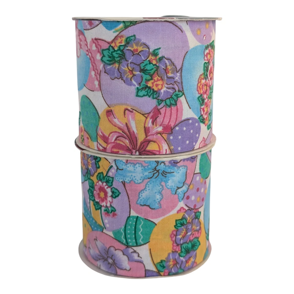 Lot of 2 Offray Rubans Artisanat Craft Ribbon 2 5/8" Fabric Roll 3 Yards Each - Image 1 of 4