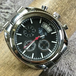 Disney Men Chronograph Mickey Mouse Silver Tone Quartz 40mm Watch 7 1/4" READ! - Picture 1 of 13