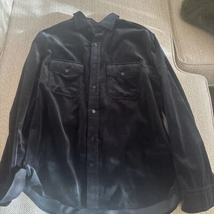 Banana Republic Men’s Velvet Button Down Shirt In Black Size Large - Picture 1 of 3