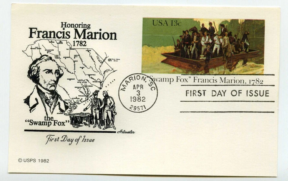 UX94 "Swamp Fox" Francis Marion, 1782, Artmaster, FDC - Image 1 of 1