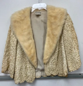VTG Paul Freed Women's Ribbon Jacket w/ Fur collar Fur Size Large SC - Picture 1 of 4