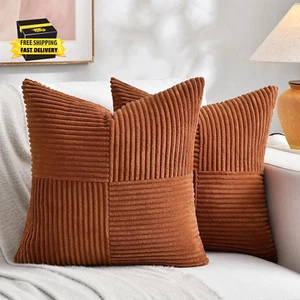 2 Packs Rust Boho Decorative Throw Pillow Covers 18X18 Inch for Couch Bed Sofa, - Picture 1 of 9