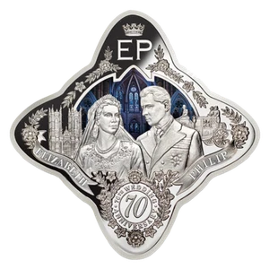 1$ Dollar Platinum Wedding Queen Elizabeth + Philip Tokelau 1 OZ Silver 2017 - Picture 1 of 4