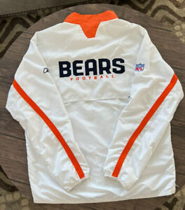 Chicago Bears Reebok Authentic Sideline Pullover 1/4 Zip Jacket Sz Medium White