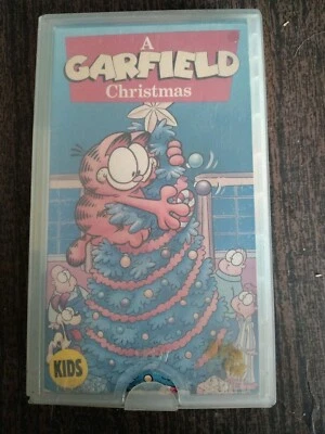 A Garfield Christmas VHS, 1991 CBS Holiday Movie OOP Cartoon Ex Rental Hard Case — 第 1/3 张图片