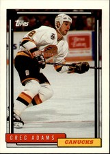 1992-93 Topps Canucks Hockey Card #507 Greg Adams