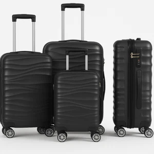 Koffer Hartschalenkoffer set DMS  BK-3002 Schwarz Koffer Urlaub Reisen 3tlg - Bild 1 von 5
