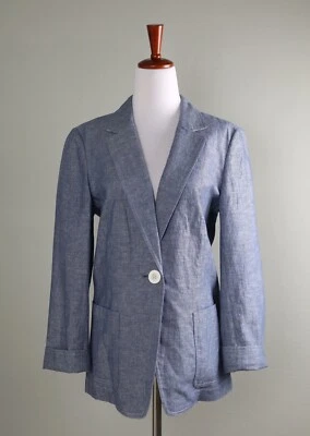 LAFAYETTE 148 New York $398 Chambray Linen Blend Blazer Jacket Top Size 8 - Image 1 of 4