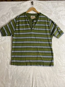 Men’s Levi’s Vintage 90’s Striped 1/4 Button Tshirt Short Sleeve Size Large - Picture 1 of 7