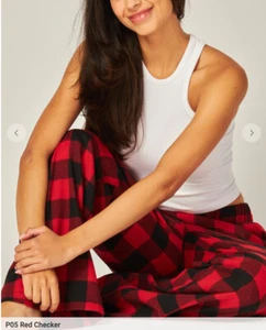 LOVE POEM Woven Lounge Pants Wide Leg RED Checker Plaid HOLIDAY Pajama Pants - Picture 1 of 11