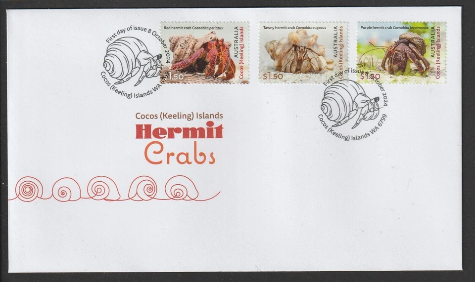 Cocos (Keeling) Islands 2024:  Hermit Crabs - First Day Cover. Very Fine Used . - Image 1 of 1